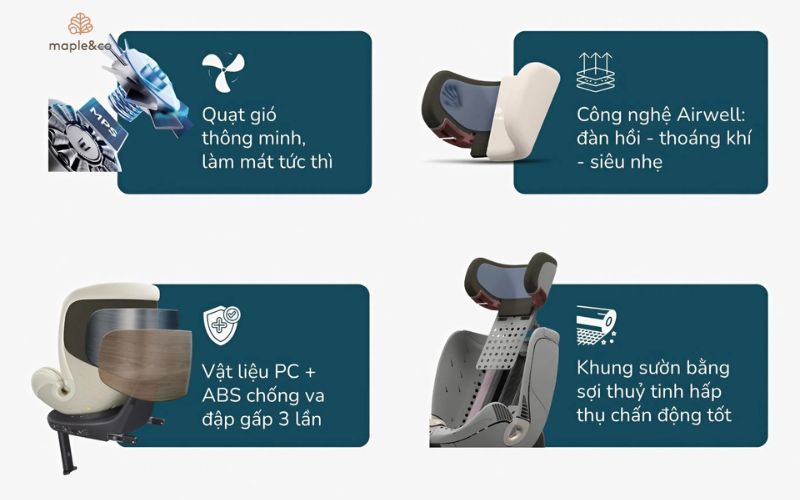 Điểm nổi bật của ghế ô tô chống trượt Maple&Co